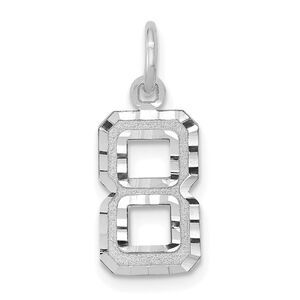 14k White Gold, Varsity Collection, Small D/C Pendant, Number 8